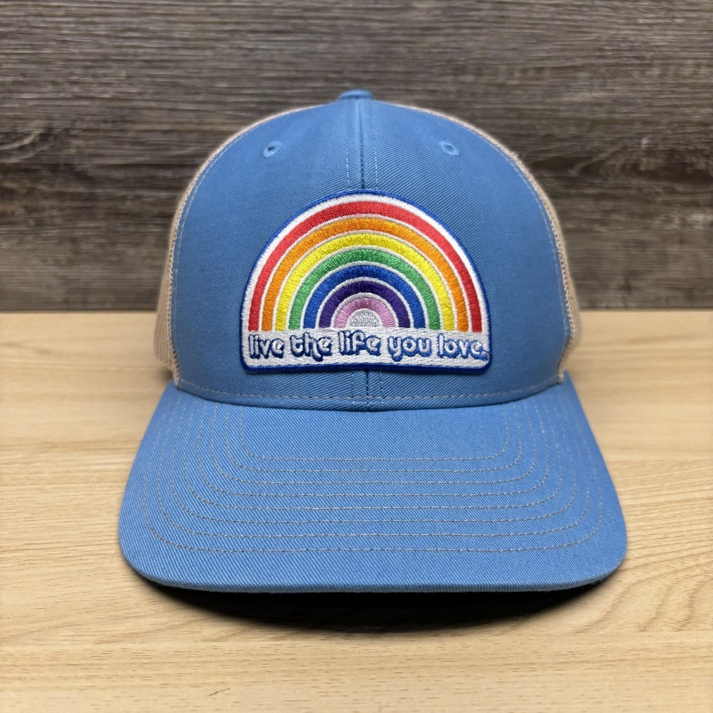 Live The Life Your Love Hat Snap Back One Size Blue Rainbow Trucker Pride Patch